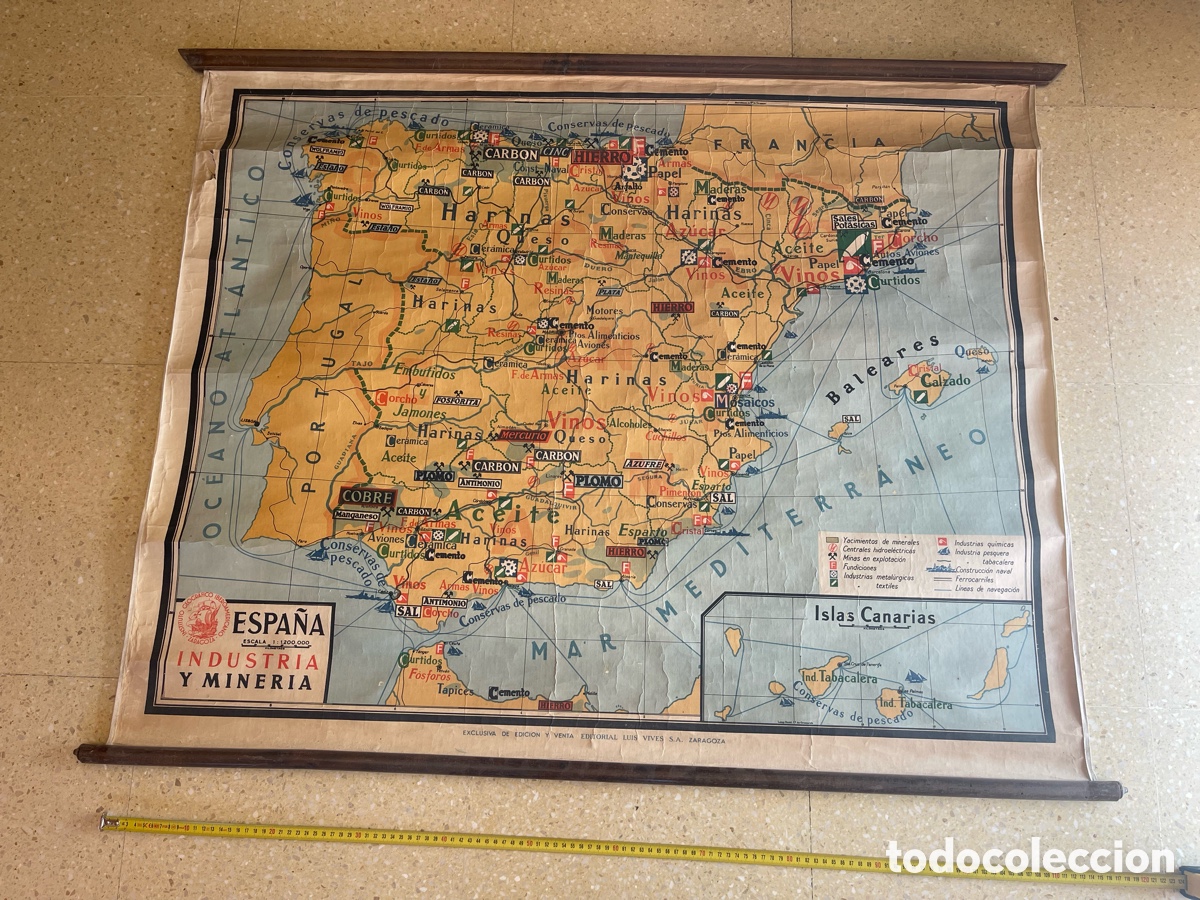Antiguidades: MAPA ESPA&Ntilde;A INDUSTRIA Y MINAS A&Ntilde;OS 60