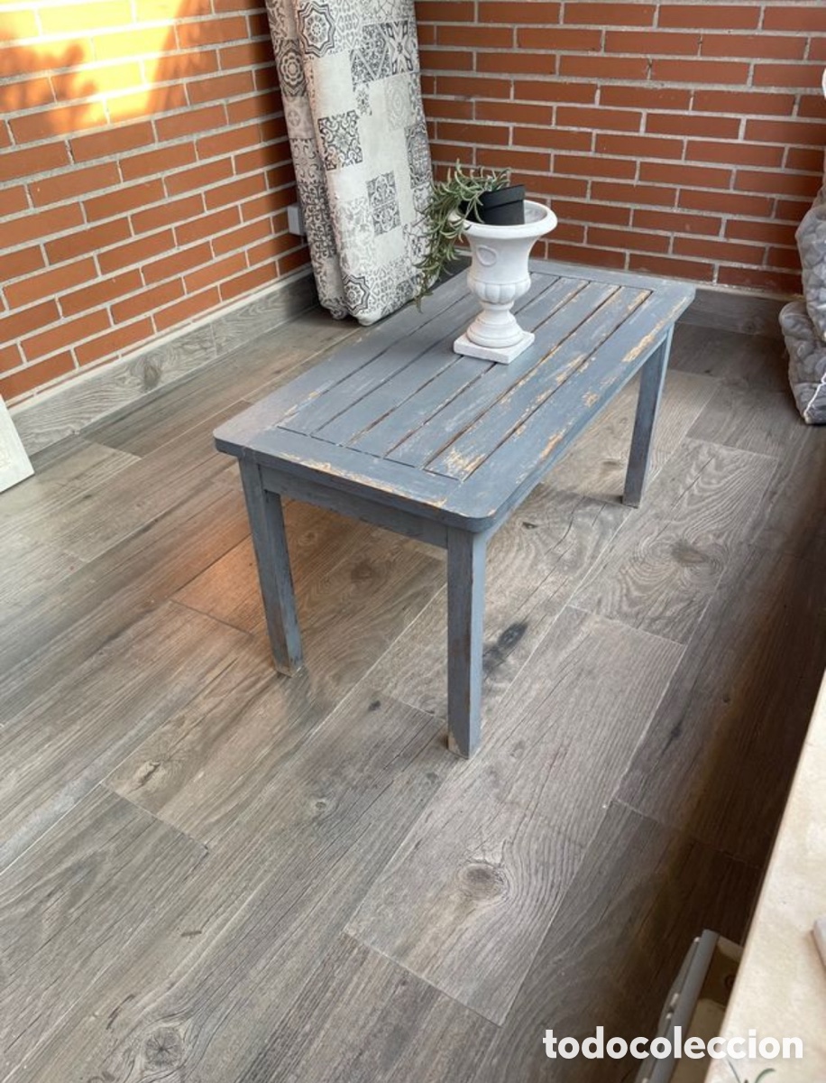 Antig&uuml;edades: Mesa jard&iacute;n gris envejecido - Foto 2
