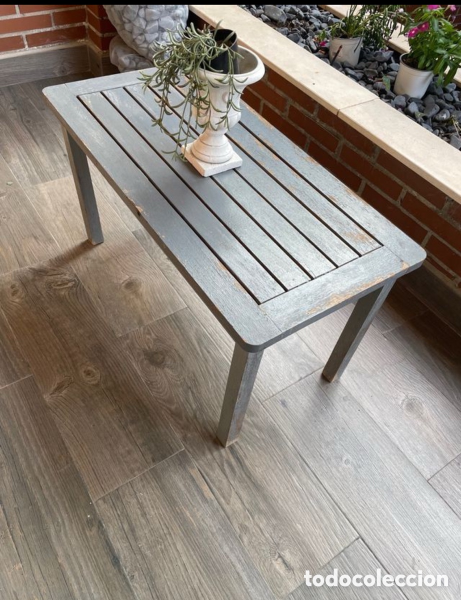 Antig&uuml;edades: Mesa jard&iacute;n gris envejecido - Foto 3