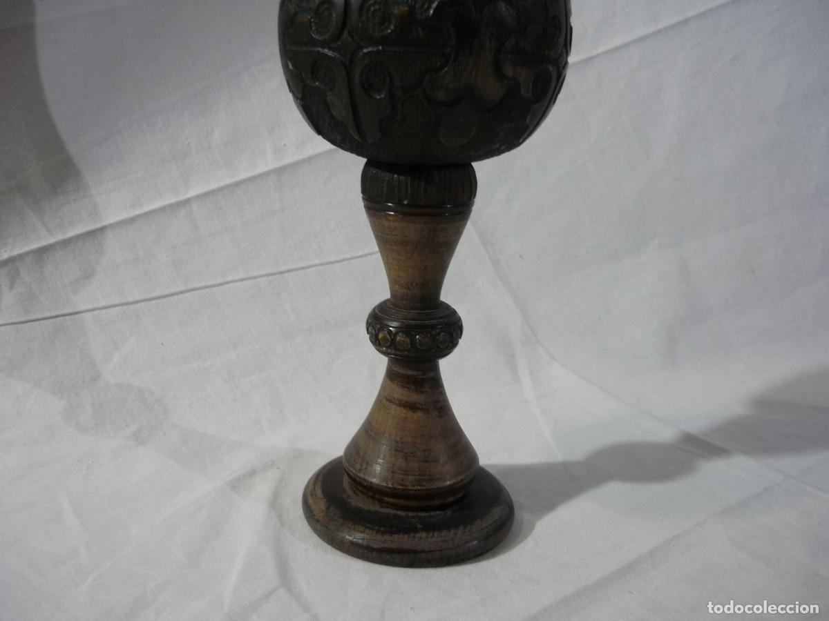 Antig&uuml;edades: Copa grande tallada en madera - Foto 4