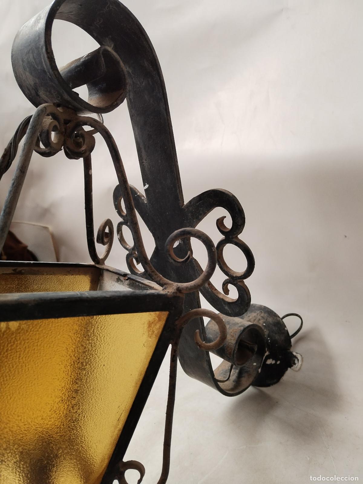 Antig&uuml;edades: farol aplique rustico en hierro de forja - Foto 3