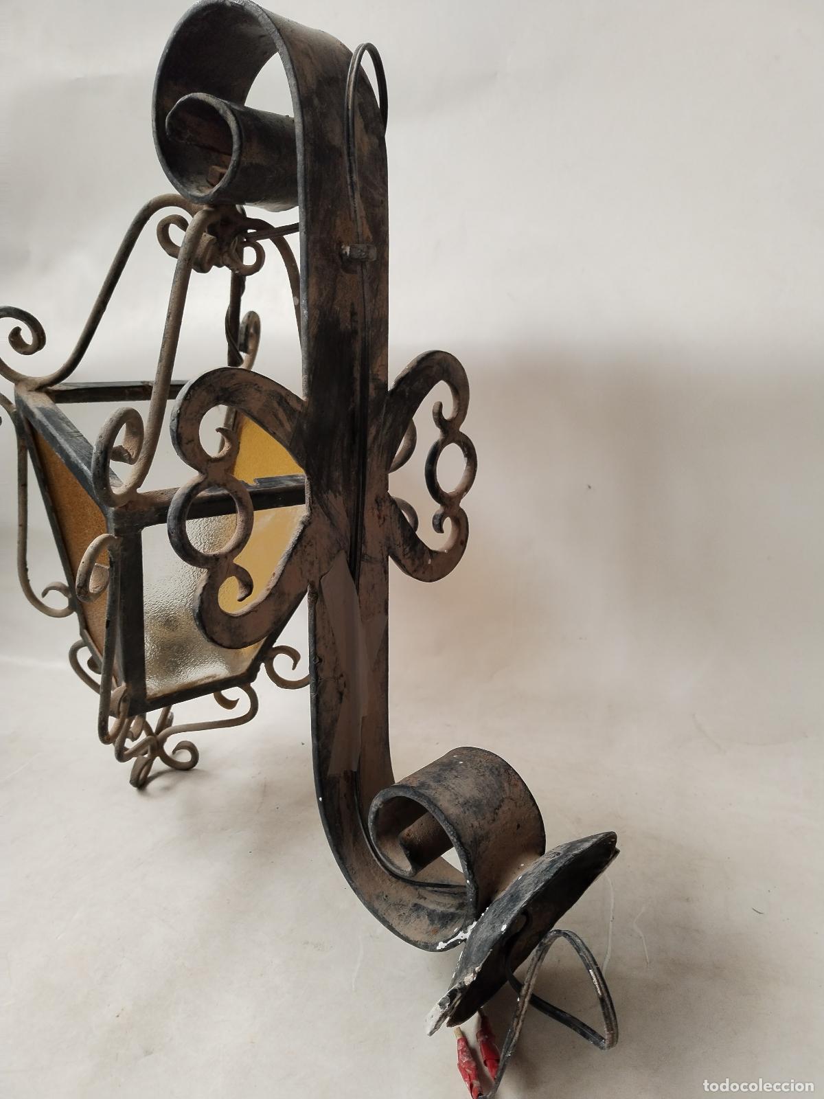 Antig&uuml;edades: farol aplique rustico en hierro de forja - Foto 7