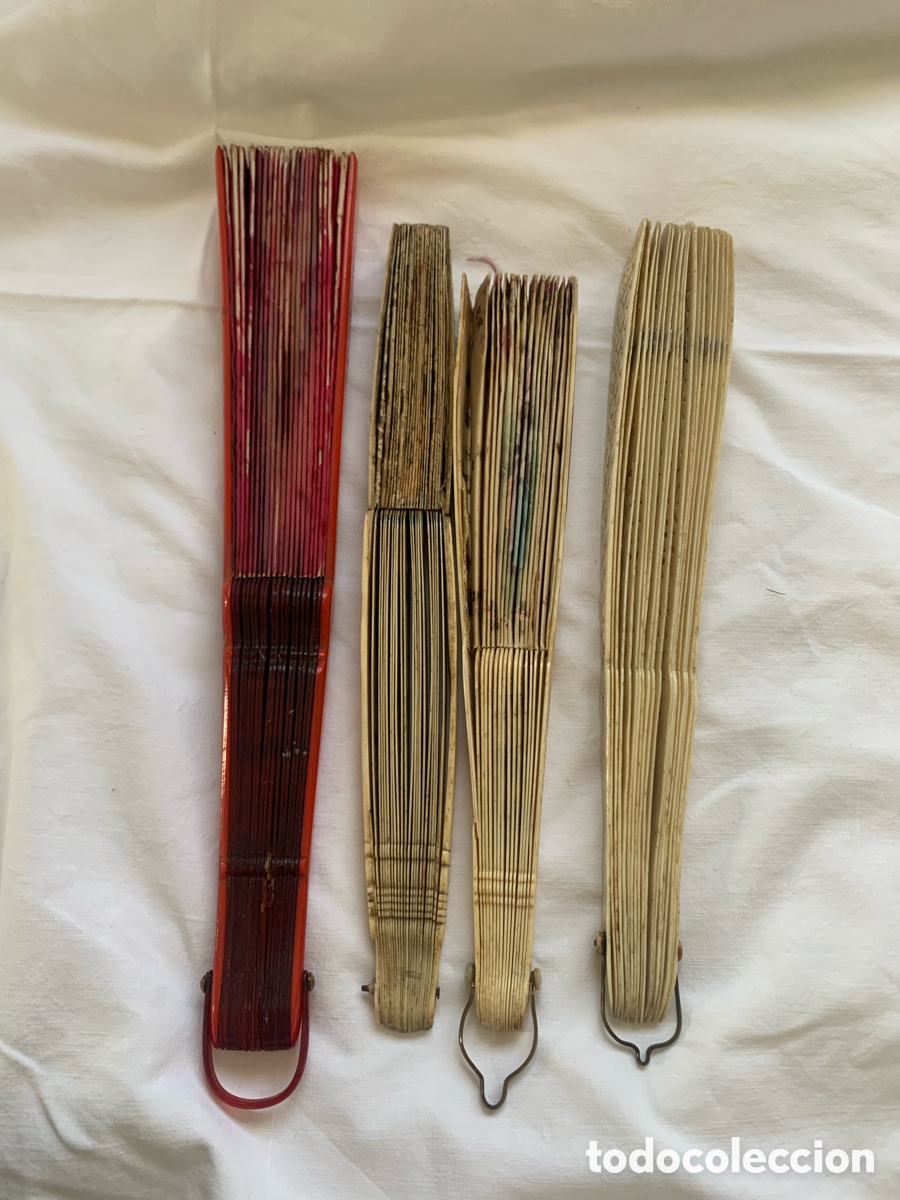 Antig&uuml;edades: Lote de 4 abanicos antiguos - Foto 2