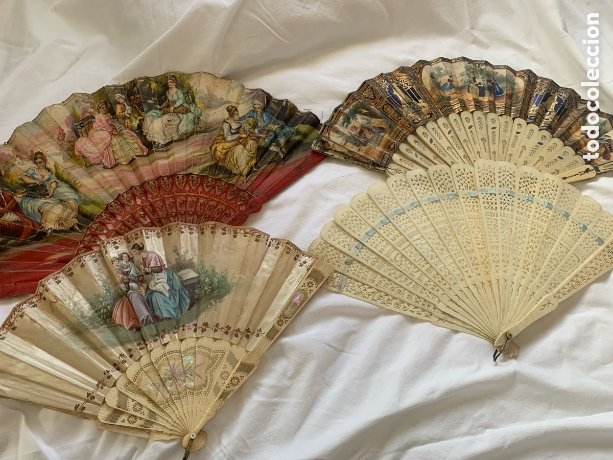 Antig&uuml;edades: Lote de 4 abanicos antiguos - Foto 1