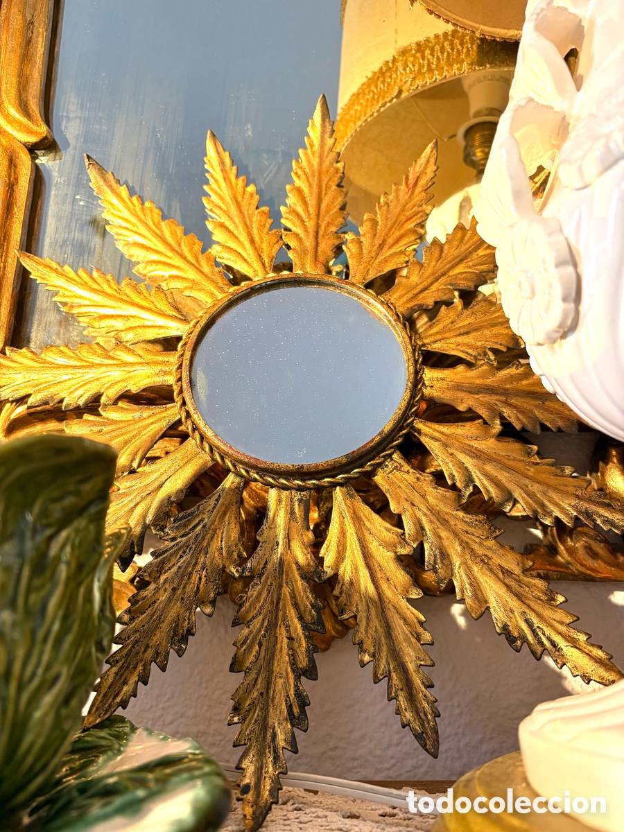 Antig&uuml;edades: ESPEJO SOL DORADO METAL. - Foto 2