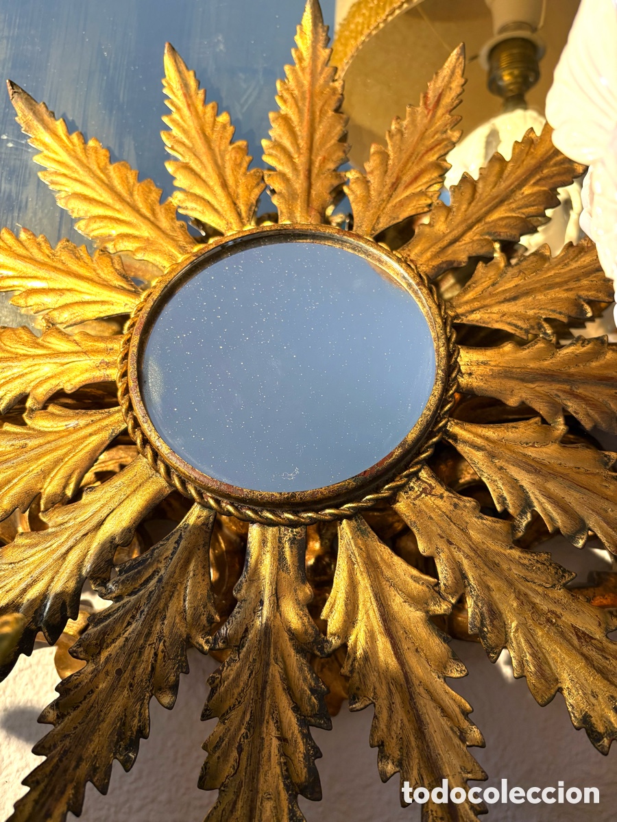 Antig&uuml;edades: ESPEJO SOL DORADO METAL. - Foto 3