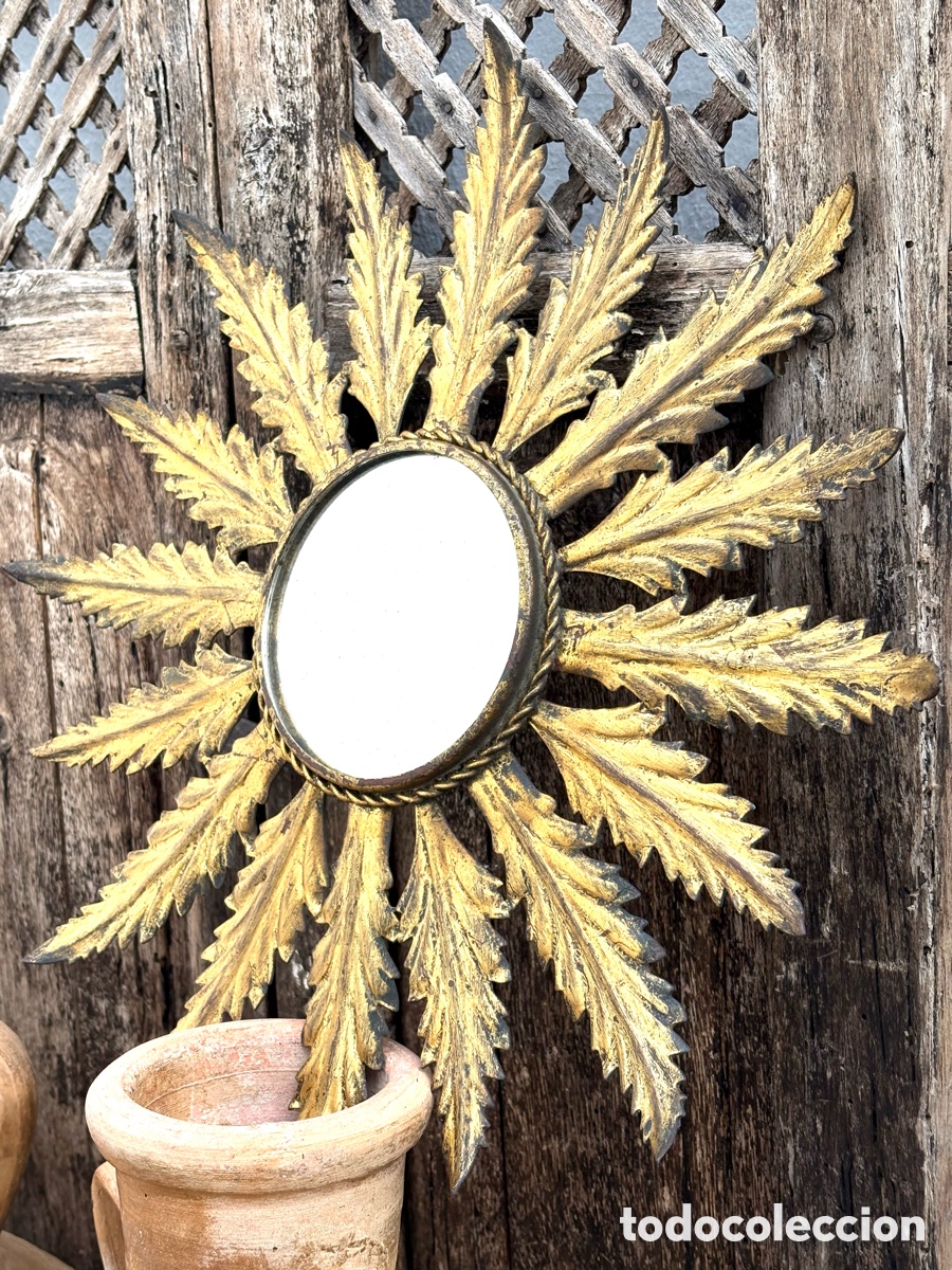 Antig&uuml;edades: ESPEJO SOL DORADO METAL. - Foto 10