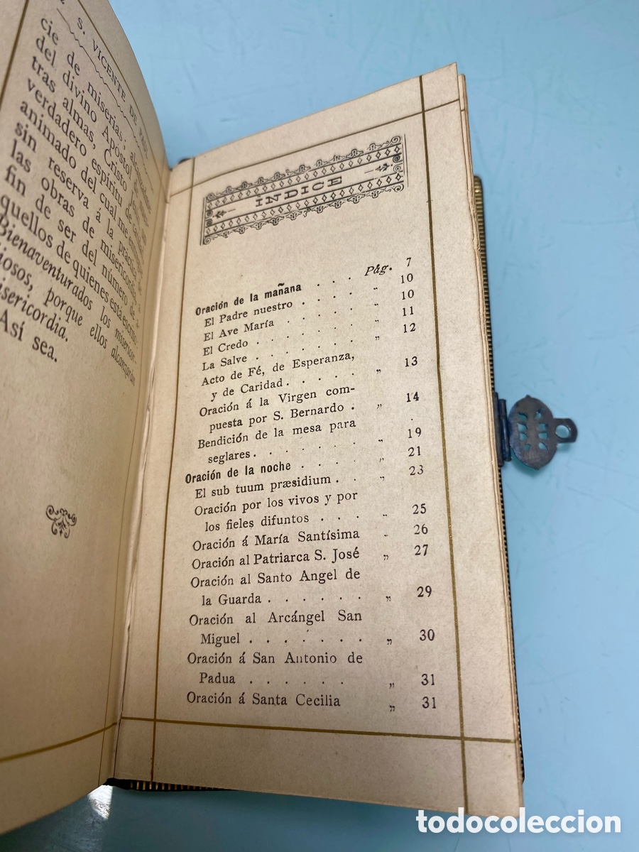 Antig&uuml;edades: Devocionario, misal antiguo. Piel y plata. A&ntilde;o 1892 - Foto 12