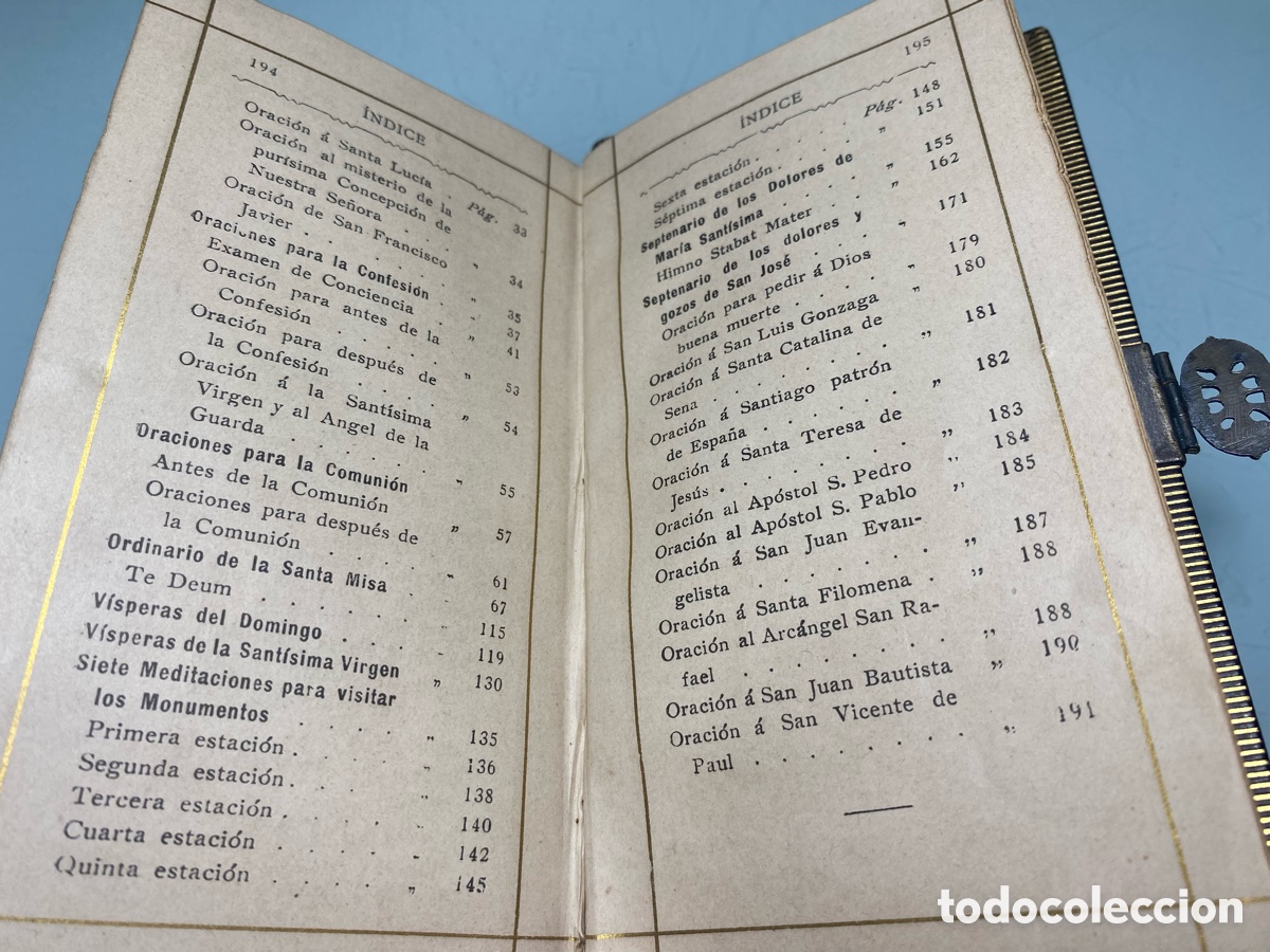 Antig&uuml;edades: Devocionario, misal antiguo. Piel y plata. A&ntilde;o 1892 - Foto 13