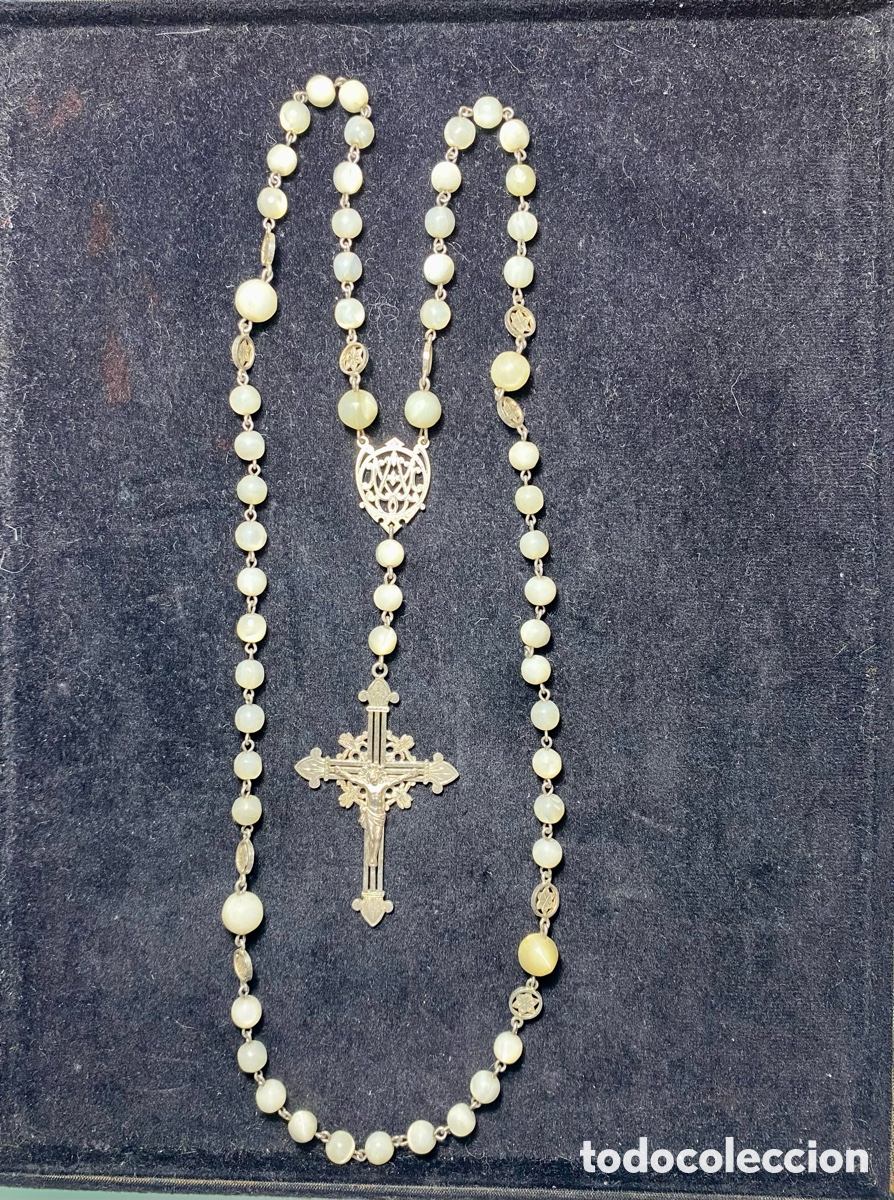Antig&uuml;edades: Antiguo rosario de nacar y plata - Foto 2