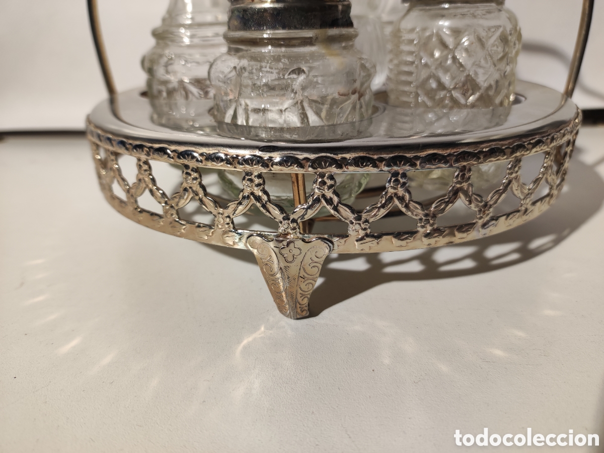 Antig&uuml;edades: Comboy de cristal y metal plateado - Foto 3