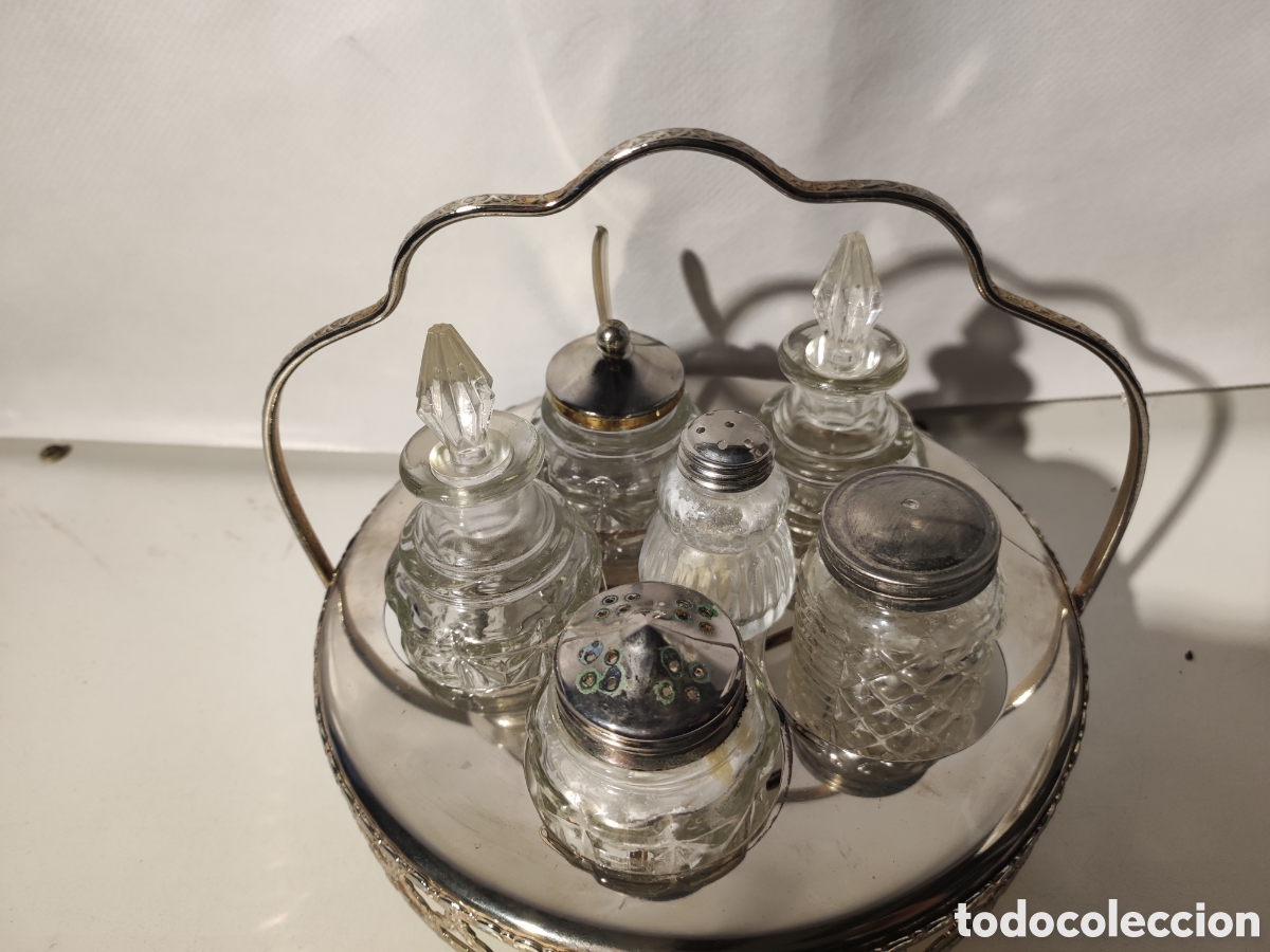 Antig&uuml;edades: Comboy de cristal y metal plateado - Foto 4