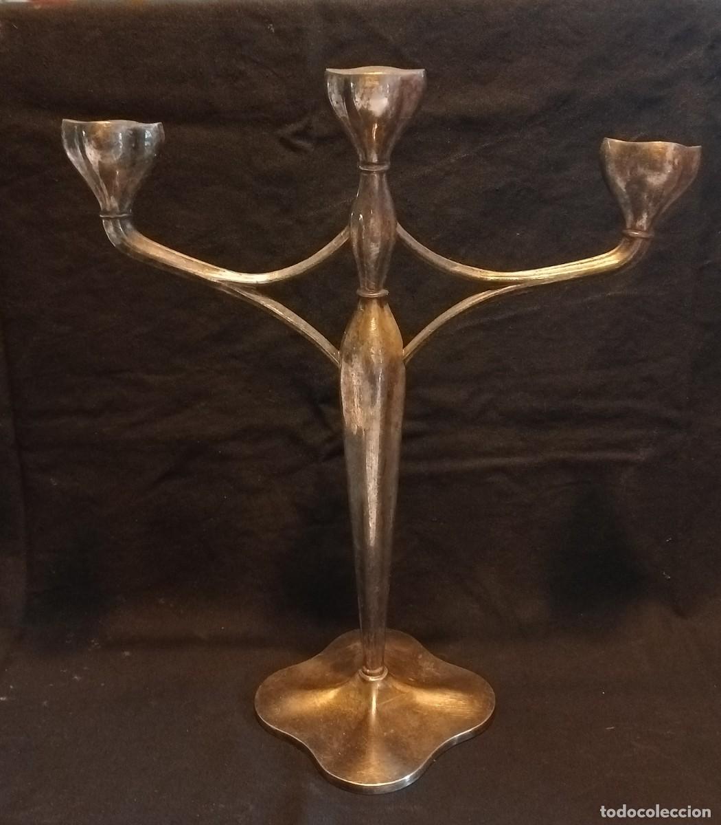 Antig&uuml;edades: CANDELABRO DE ALPACA, 36 CM DE ALTO - Foto 1