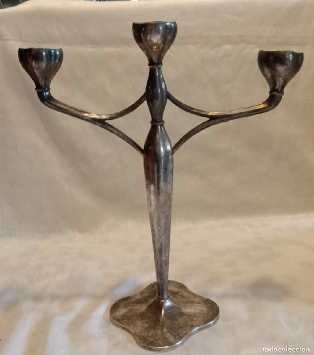 Antig&uuml;edades: CANDELABRO DE ALPACA, 36 CM DE ALTO - Foto 5