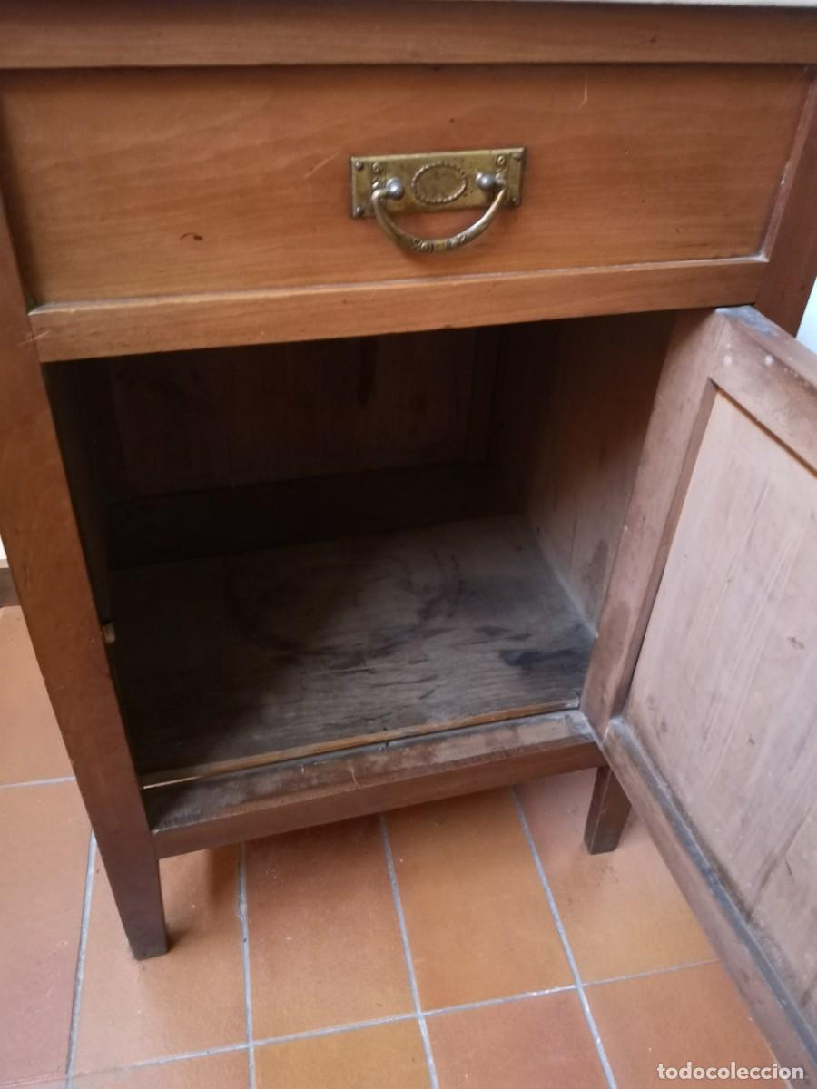 Antig&uuml;edades: Antiguo lavabo de madera y marmol con espejo - Foto 7