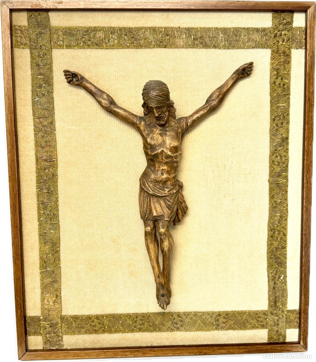 Antig&uuml;edades: TALLA DE CRISTO ENMARCADO - S. XIX - Foto 1