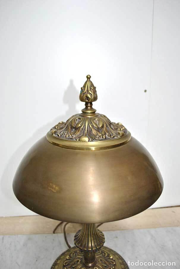 Antig&uuml;edades: L&Aacute;MPARA ANTIGUA DE MESA BRONCE Y LAT&Oacute;N - Foto 2