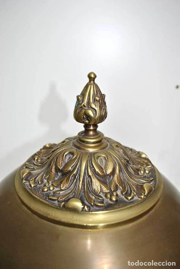Antig&uuml;edades: L&Aacute;MPARA ANTIGUA DE MESA BRONCE Y LAT&Oacute;N - Foto 3