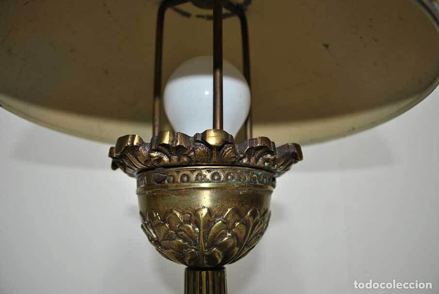Antig&uuml;edades: L&Aacute;MPARA ANTIGUA DE MESA BRONCE Y LAT&Oacute;N - Foto 4