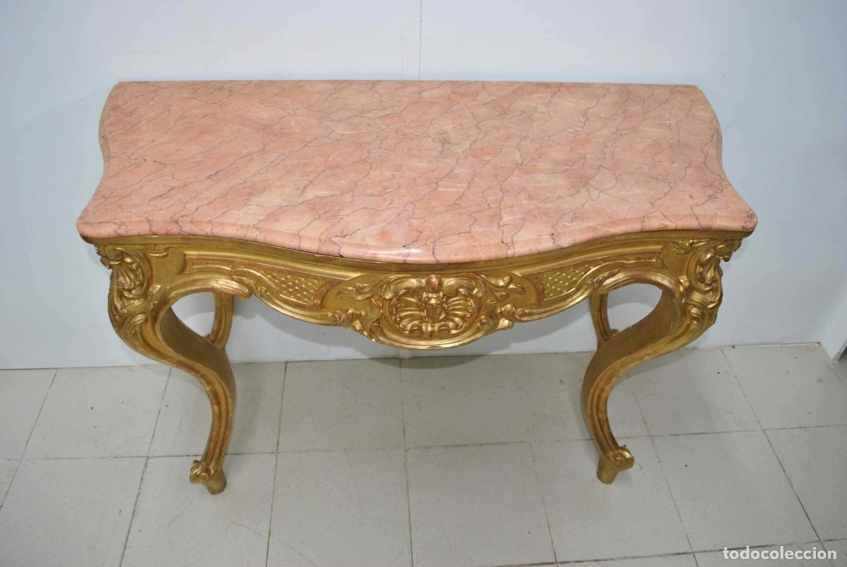 Antig&uuml;edades: RECIBIDOR O CONSOLA DORADA ESTILO LUIS XV - Foto 4
