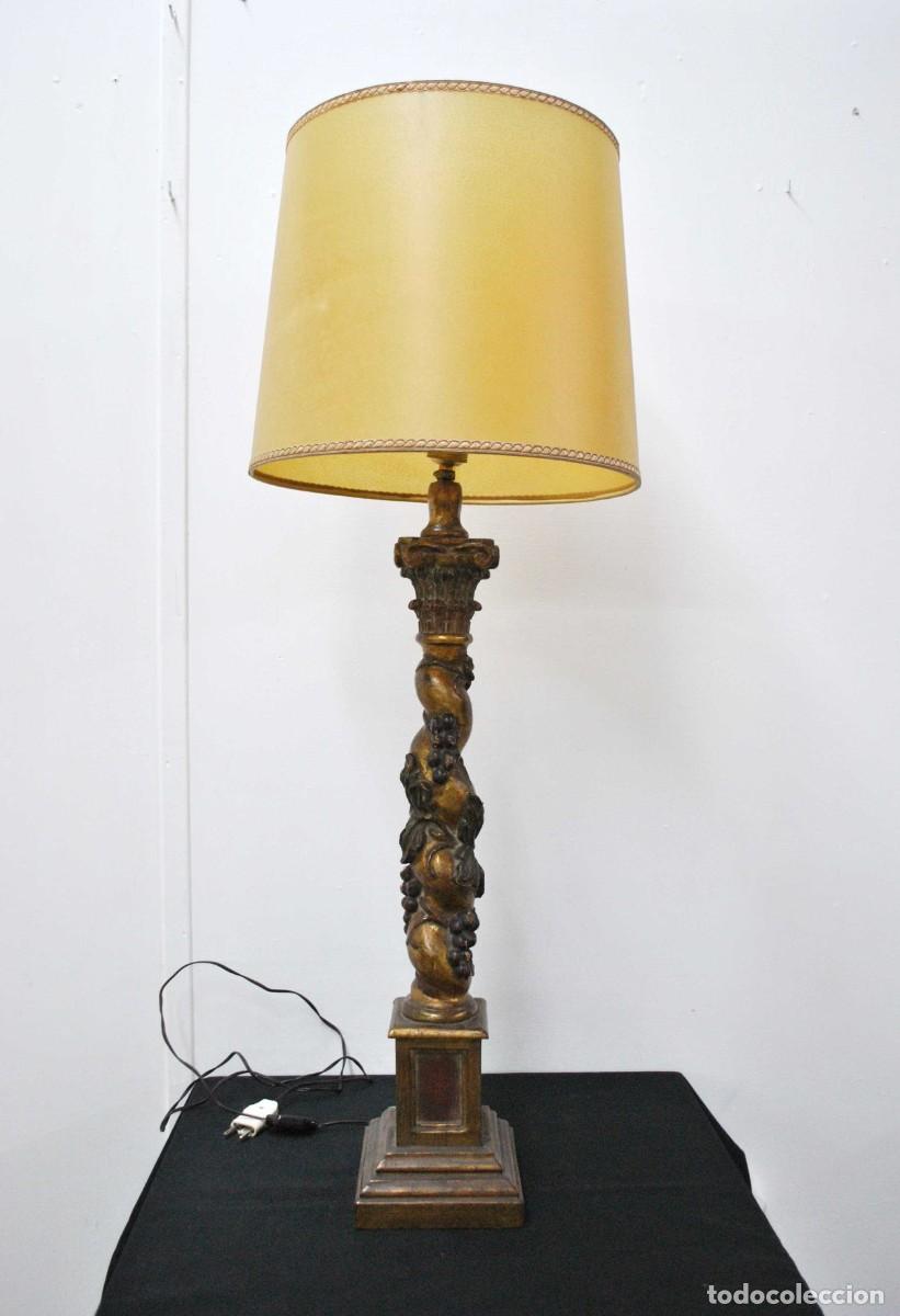 Antig&uuml;edades: ANTIGUA L&Aacute;MPARA DE MESA PIE COLUMNA - Foto 1