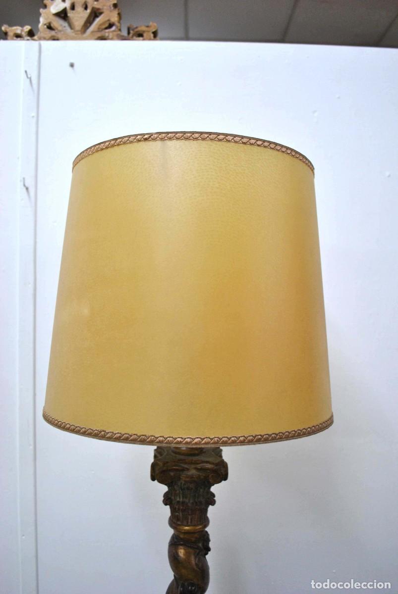 Antig&uuml;edades: ANTIGUA L&Aacute;MPARA DE MESA PIE COLUMNA - Foto 2