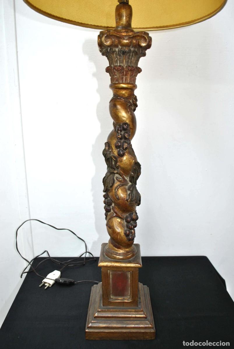 Antig&uuml;edades: ANTIGUA L&Aacute;MPARA DE MESA PIE COLUMNA - Foto 3