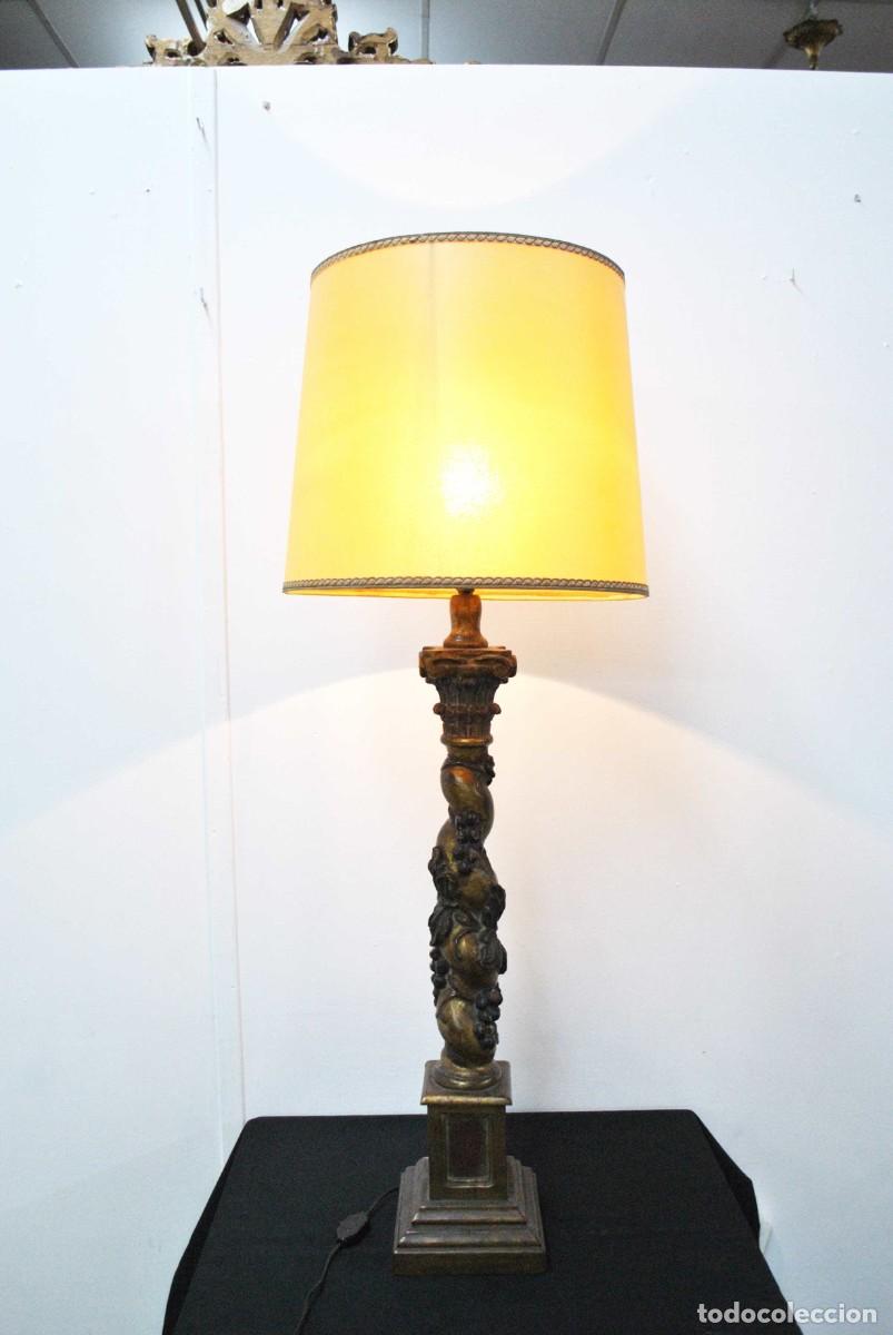 Antig&uuml;edades: ANTIGUA L&Aacute;MPARA DE MESA PIE COLUMNA - Foto 4