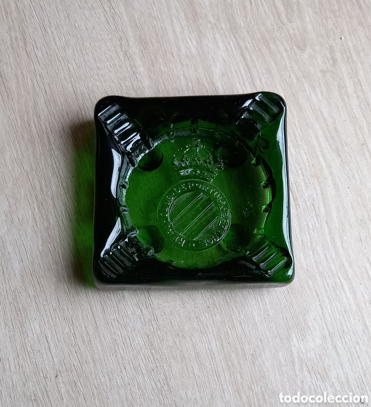 Antig&uuml;edades: ANTIGUO CENICERO REAL CLUB DEPORTIVO ESPA&Ntilde;OL EN CRISTAL VERDE