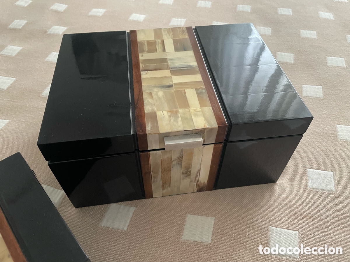 Antig&uuml;edades: Dos joyeros o cajas de madera y n&aacute;car - Foto 4