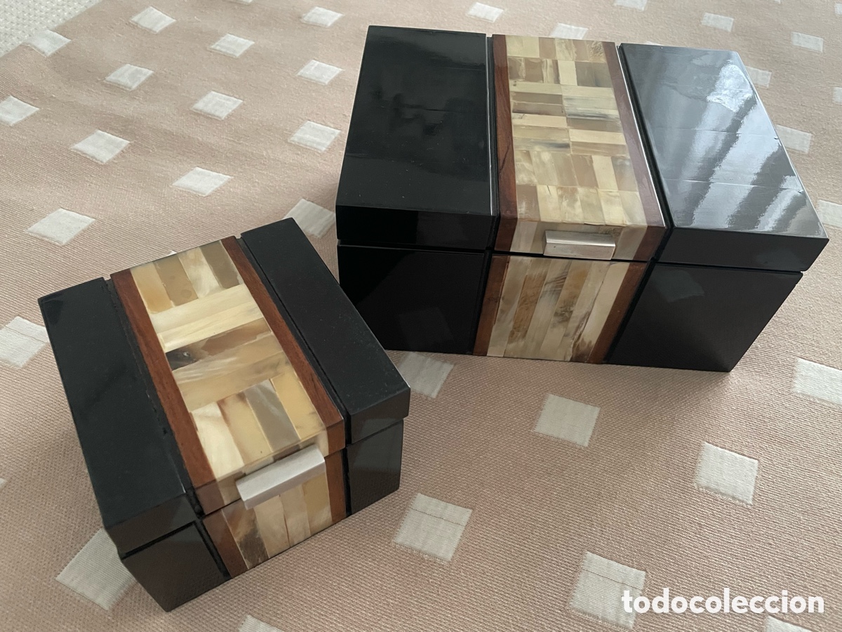 Antig&uuml;edades: Dos joyeros o cajas de madera y n&aacute;car - Foto 1