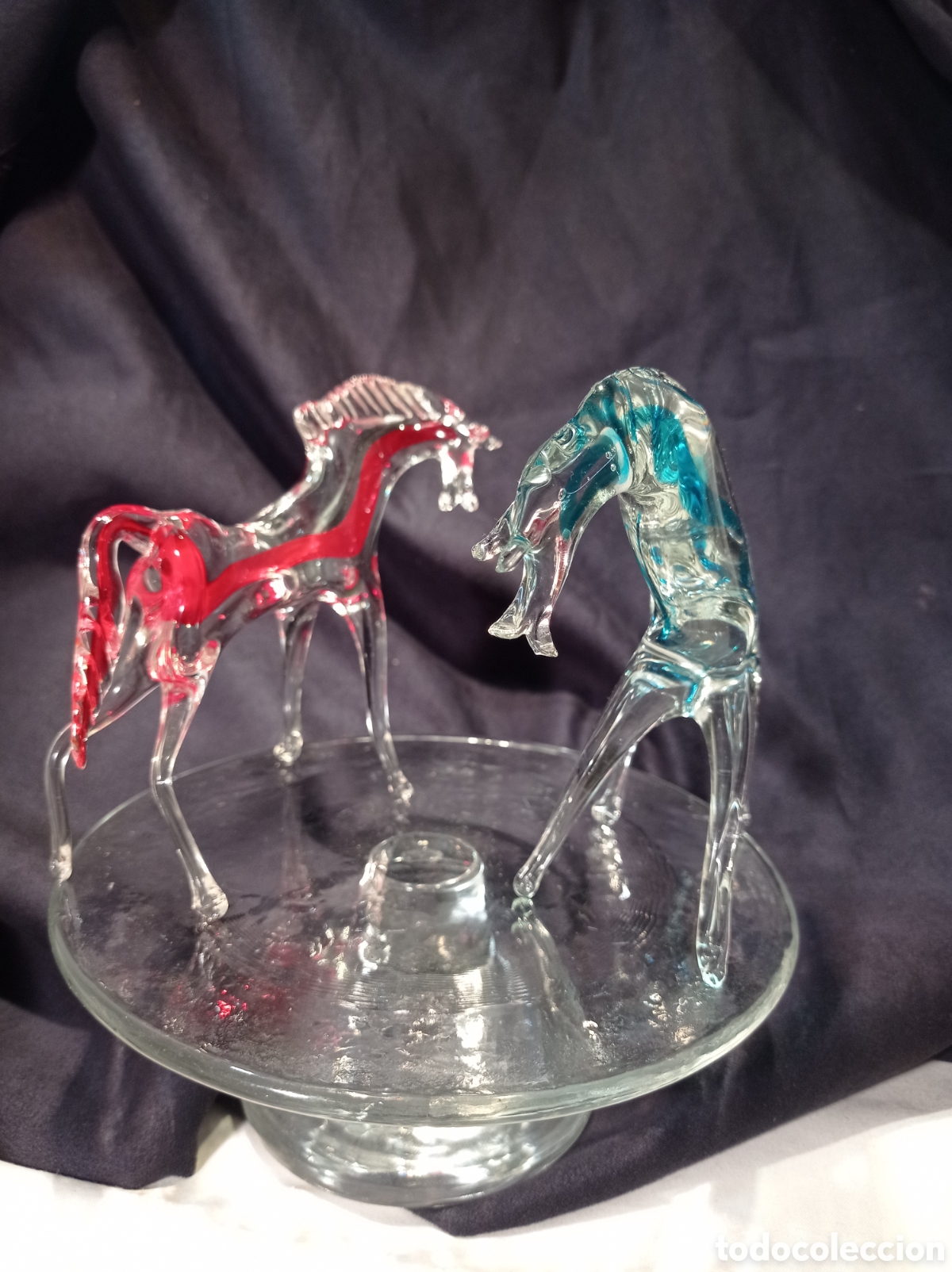 Antig&uuml;edades: PAREJA DE CABALLOS DE CRISTAL - Foto 1