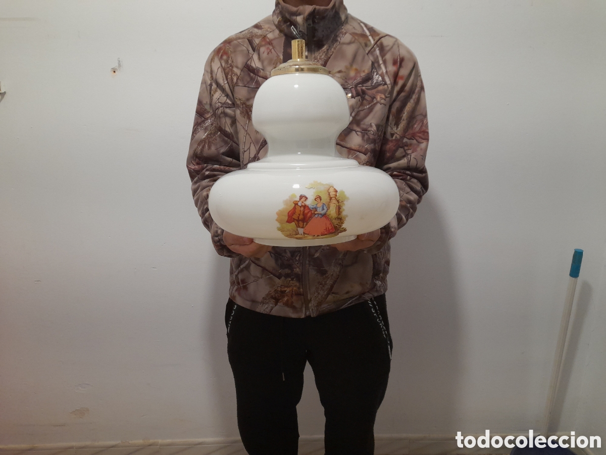 Antig&uuml;edades: Lampara de cristal opalina blanca vintage - Foto 1