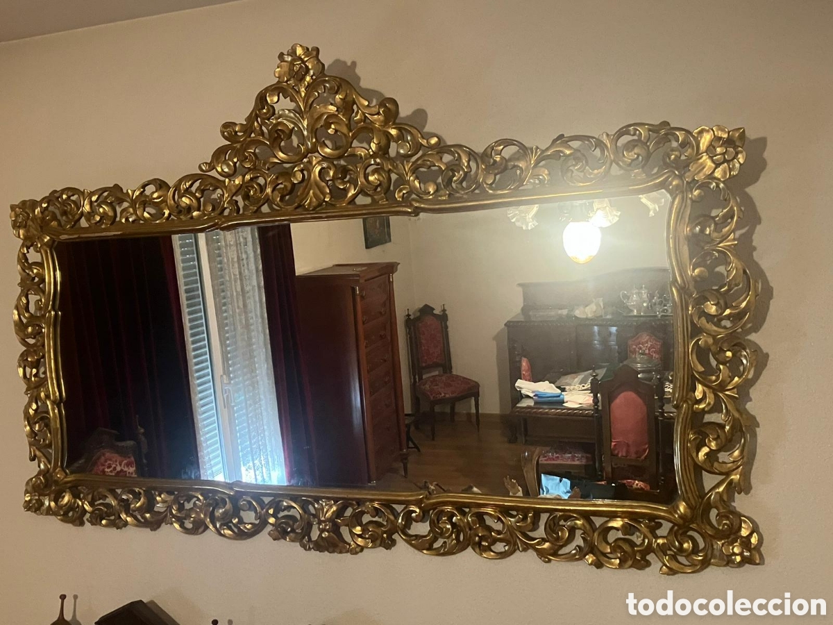 Antig&uuml;edades: Espejo de pared en madera y pan de oro - Foto 2