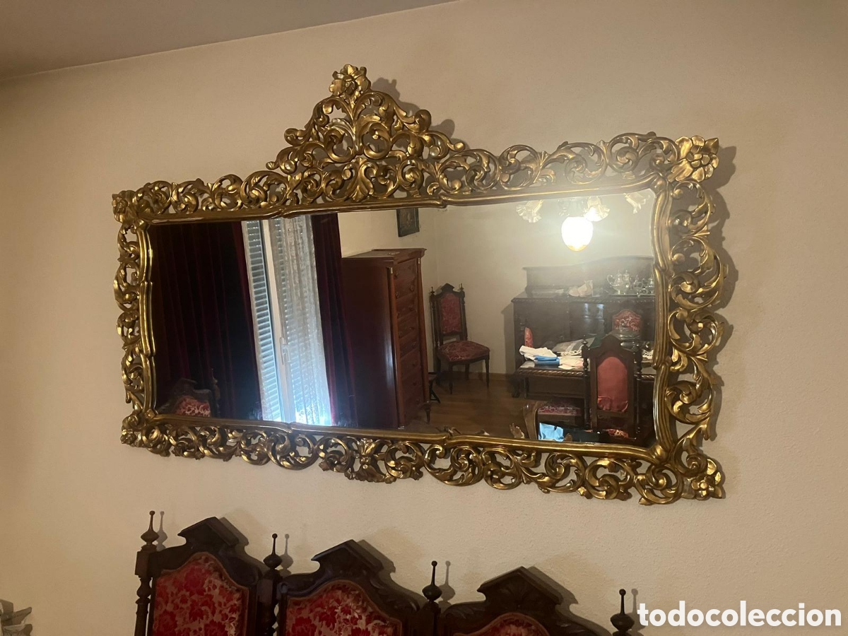Antig&uuml;edades: Espejo de pared en madera y pan de oro - Foto 3