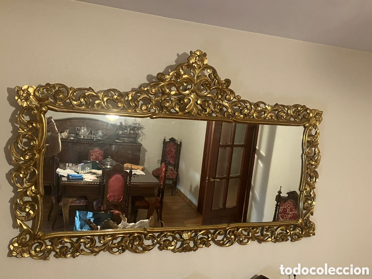 Antig&uuml;edades: Espejo de pared en madera y pan de oro - Foto 4