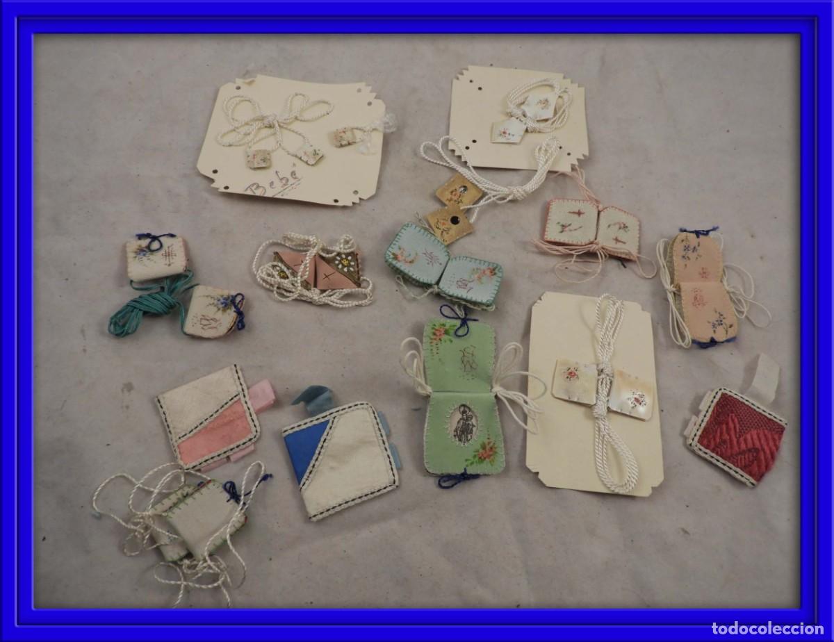 Antig&uuml;edades: CONJUNTO DE 14 ESCAPULARIOS Y DETENTES ANTIGUOS - Foto 1