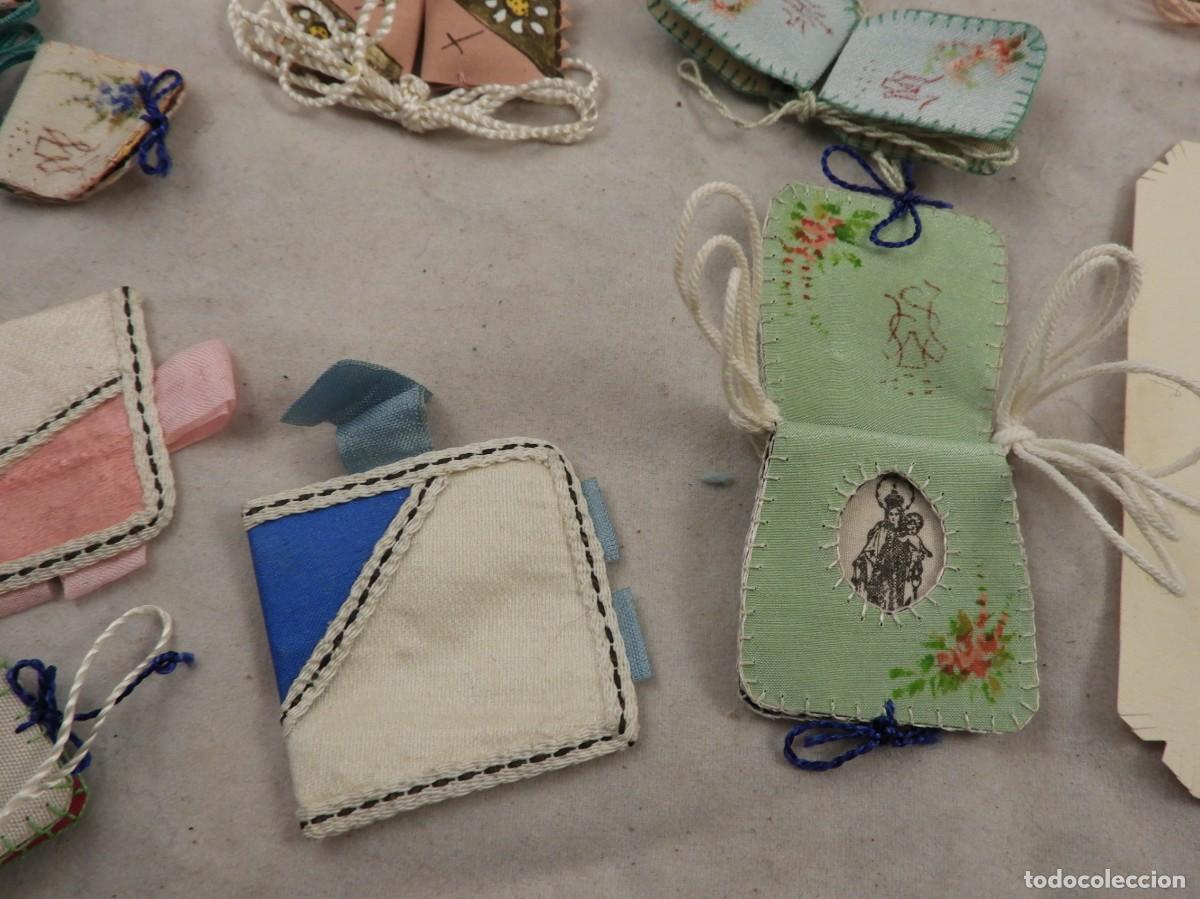 Antig&uuml;edades: CONJUNTO DE 14 ESCAPULARIOS Y DETENTES ANTIGUOS - Foto 8
