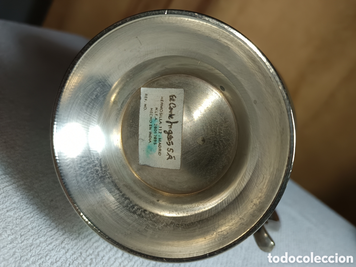 Antig&uuml;edades: tetera cafetera de alpaca repujada hecha en India. - Foto 6