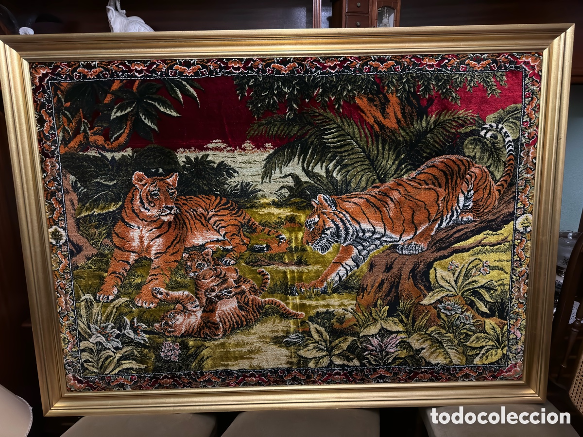 Antig&uuml;edades: Cuadro tapiz tigres de bengala - Foto 1
