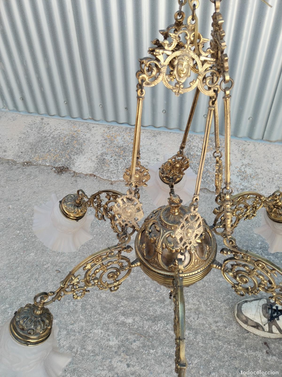 Antig&uuml;edades: lampara de techo en bronce - Foto 4