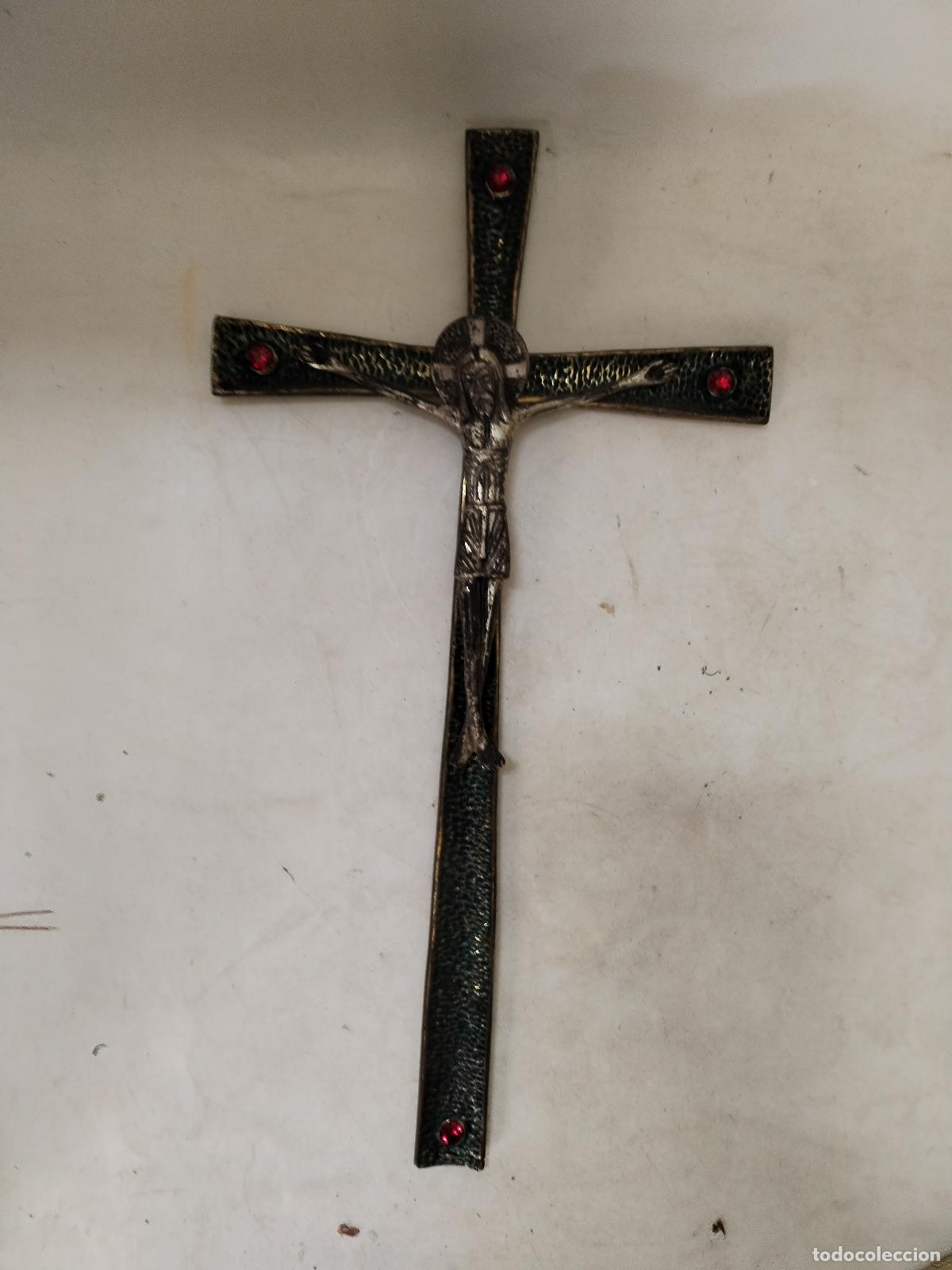 Antig&uuml;edades: antiguo crucifijo de bronce - Foto 4