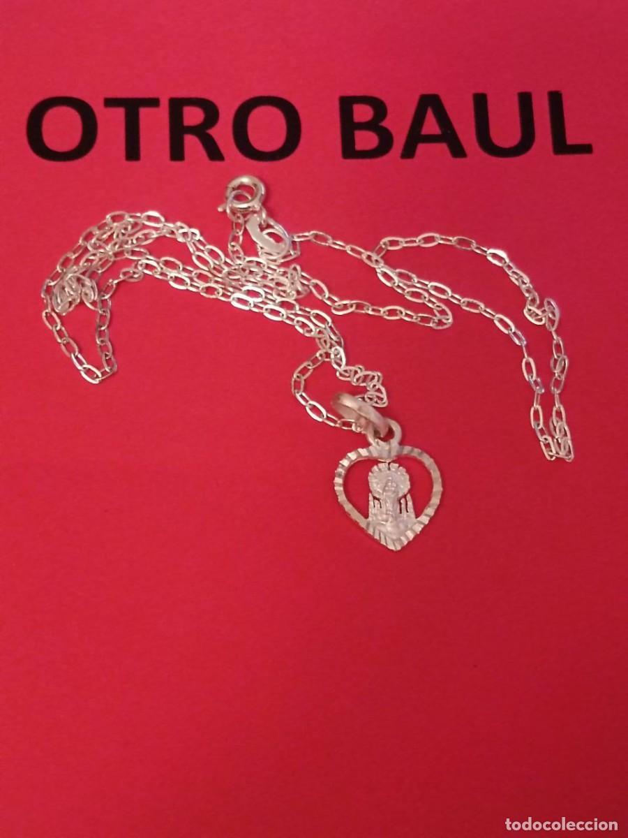 Antig&uuml;edades: MEDALLA Y CADENA VIRGEN DEL PILAR DE PLATA - Foto 1