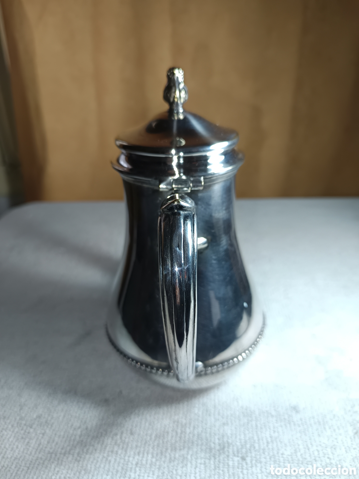 Antig&uuml;edades: tetera cafetera de alpaca plateada con sello en base. - Foto 5