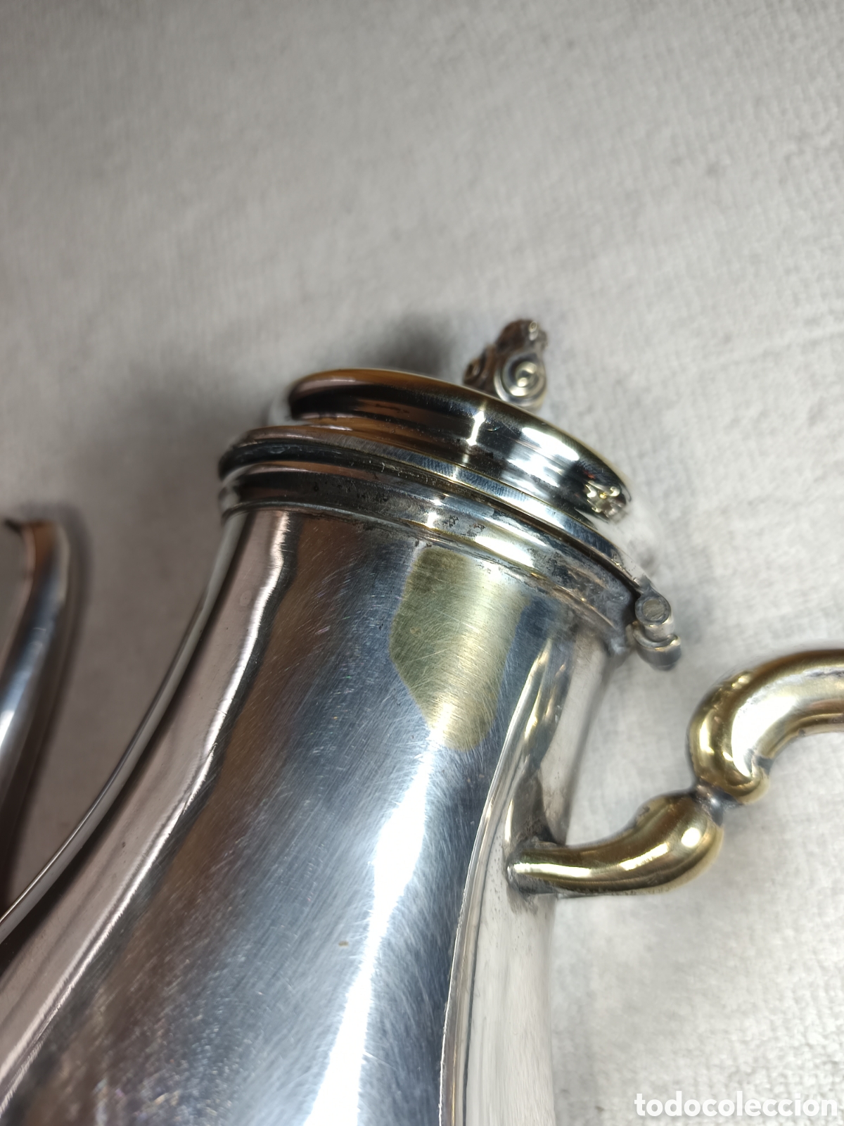 Antig&uuml;edades: tetera cafetera de alpaca plateada con sello en base. - Foto 6
