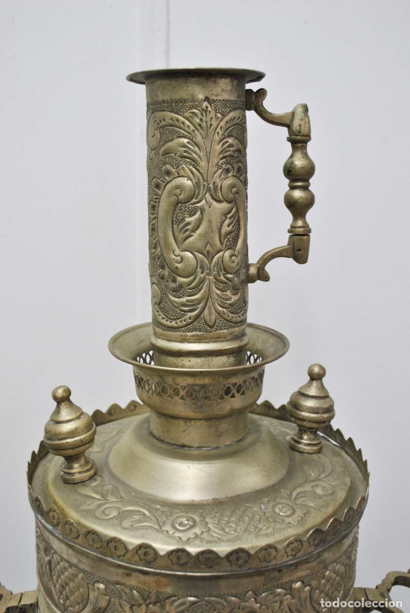 Antig&uuml;edades: SAMOVAR &Aacute;RABE DE LAT&Oacute;N DORADO - Foto 5
