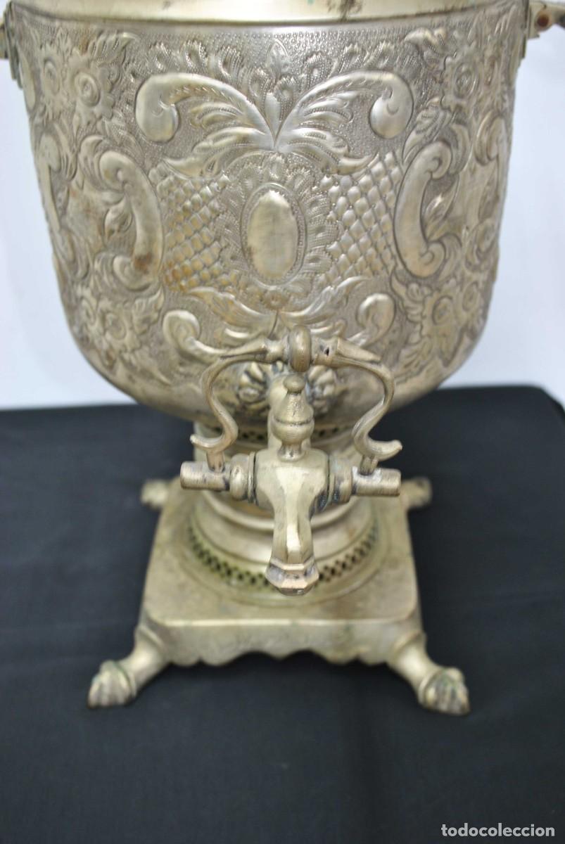 Antig&uuml;edades: SAMOVAR &Aacute;RABE DE LAT&Oacute;N DORADO - Foto 6