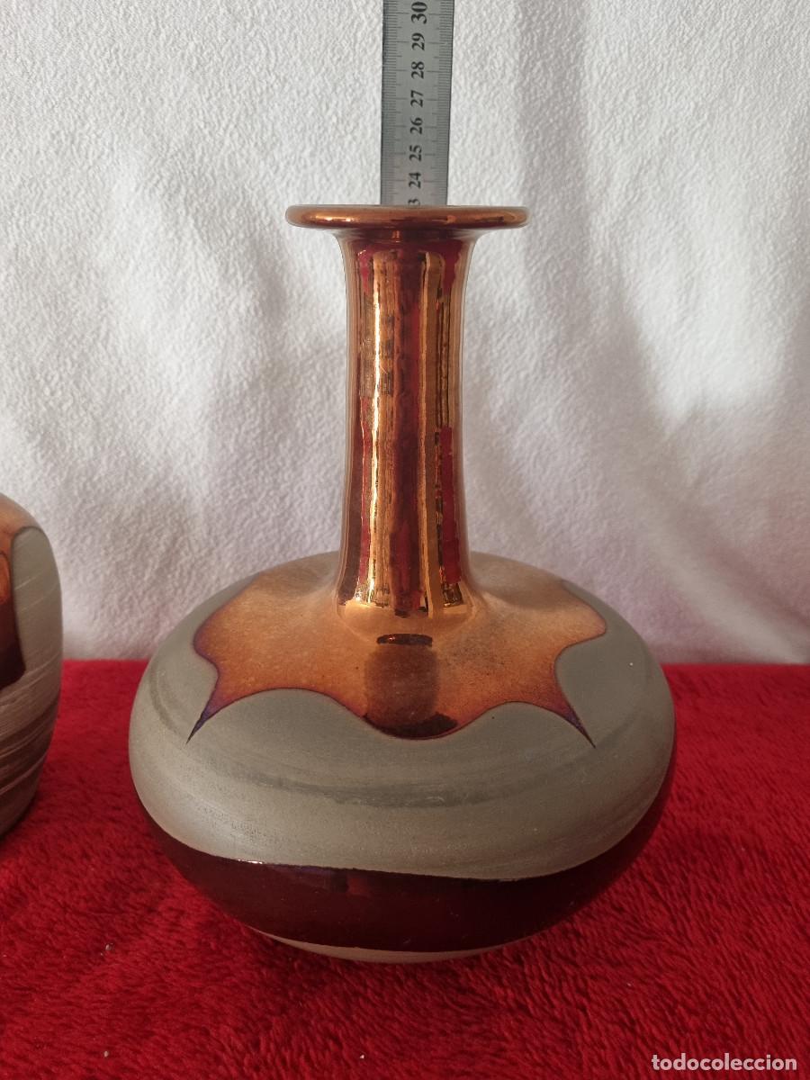 Antig&uuml;edades: PAREJA DE JARRONES CERAMICA ESMALTADA - Foto 4