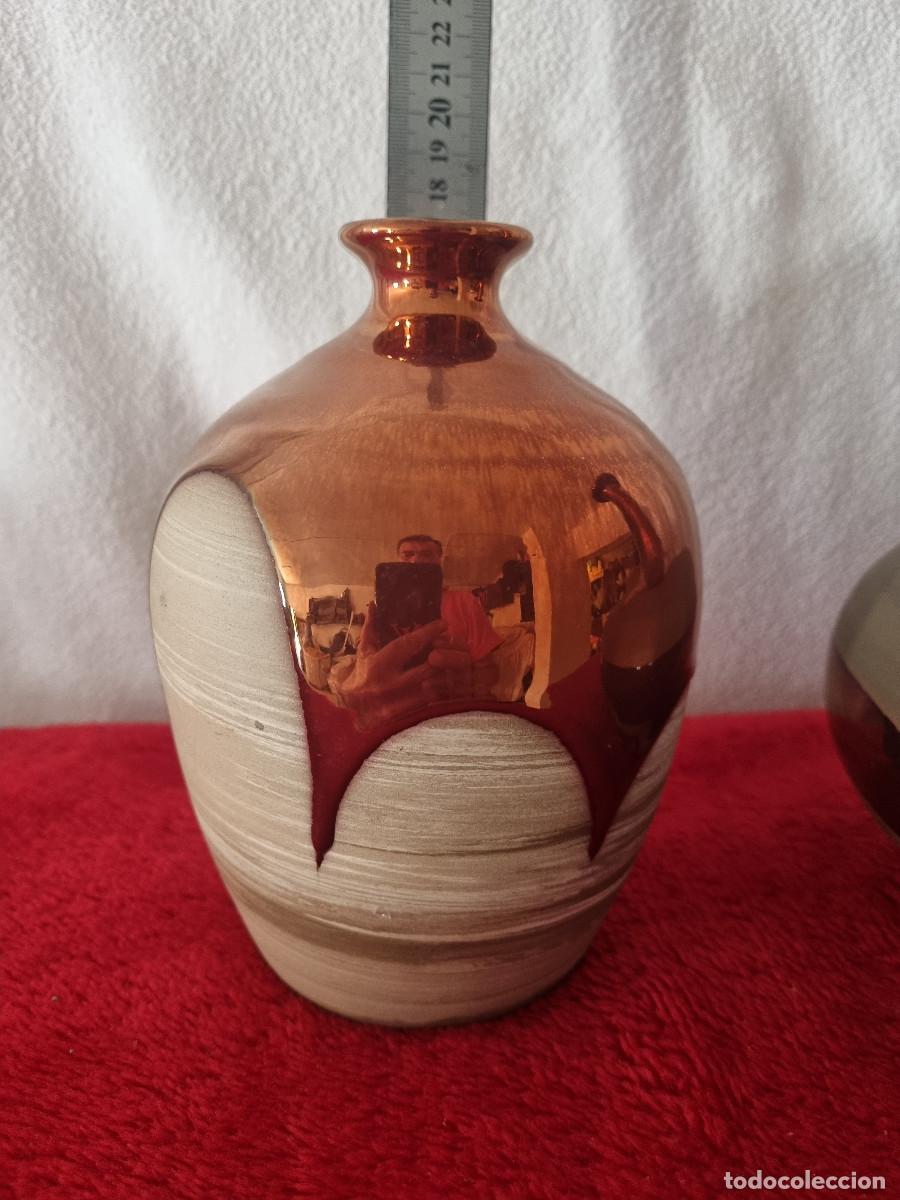 Antig&uuml;edades: PAREJA DE JARRONES CERAMICA ESMALTADA - Foto 5