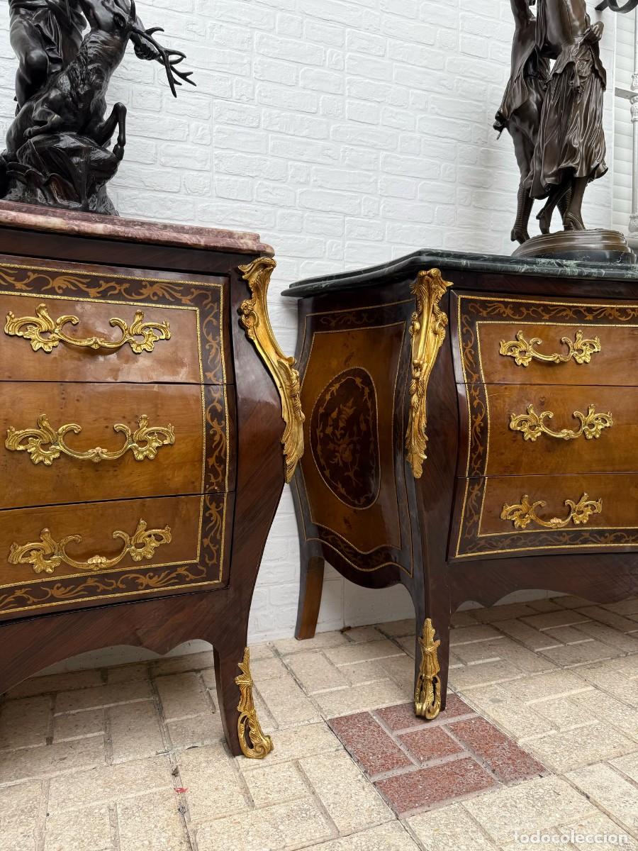 Antig&uuml;edades: C&oacute;moda Luis XV en marqueter&iacute;a y decoraciones en bronce - Foto 7